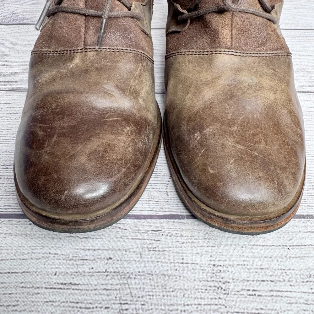 J Shoes Britannia Brown Leather Suede Lace Up Zip Ankle Boots Womens 10 EUR 40.5